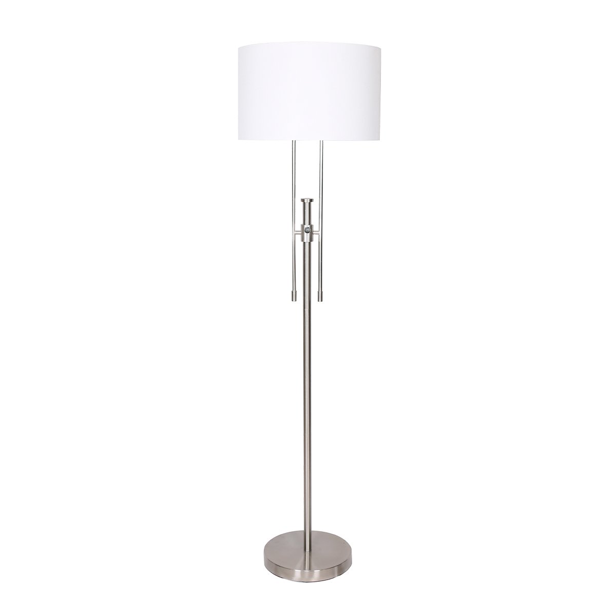 Sarantino Brushed Nickel Height-Adjustable Metal Floor Lamp