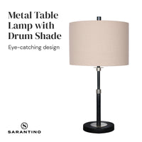Sarantino Metal Table Lamp with Linen Drum Shade