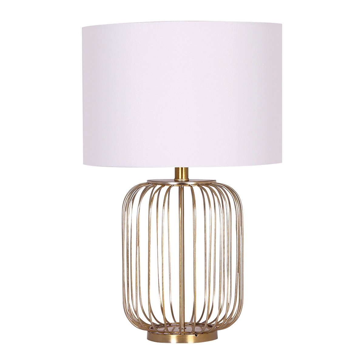 Sarantino Rose Gold Table Lamp with Linen Drum Shade