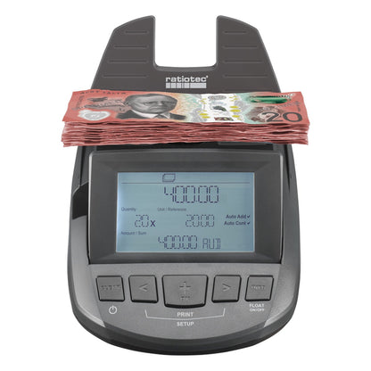Ratiotec Digital Coin Note Money Counter Currency Scales Australian Notes Portable - Made In Germany