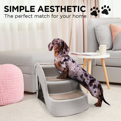 Furtastic Foldable Pet Stairs In Grey - 38cm Dog Ladder Cat Ramp