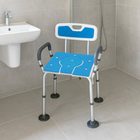 Orthonica Height-Adjustable Aluminium Commode Shower Chair with Armrests Backrest Armrests Soft Stool Seat Aid