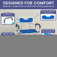 Orthonica Height-Adjustable Aluminium Commode Shower Chair with Armrests Backrest Armrests Soft Stool Seat Aid