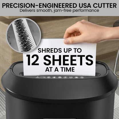 Centurion 25L 12-Sheet Paper Shredder Electric Cross-Cut Home & Office Cutter