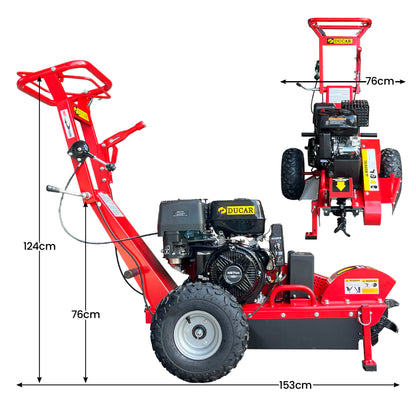 Ducar Stump Grinder 457cc 18HP Petrol Engine with Key Start & Tungsten Carbide Teeth