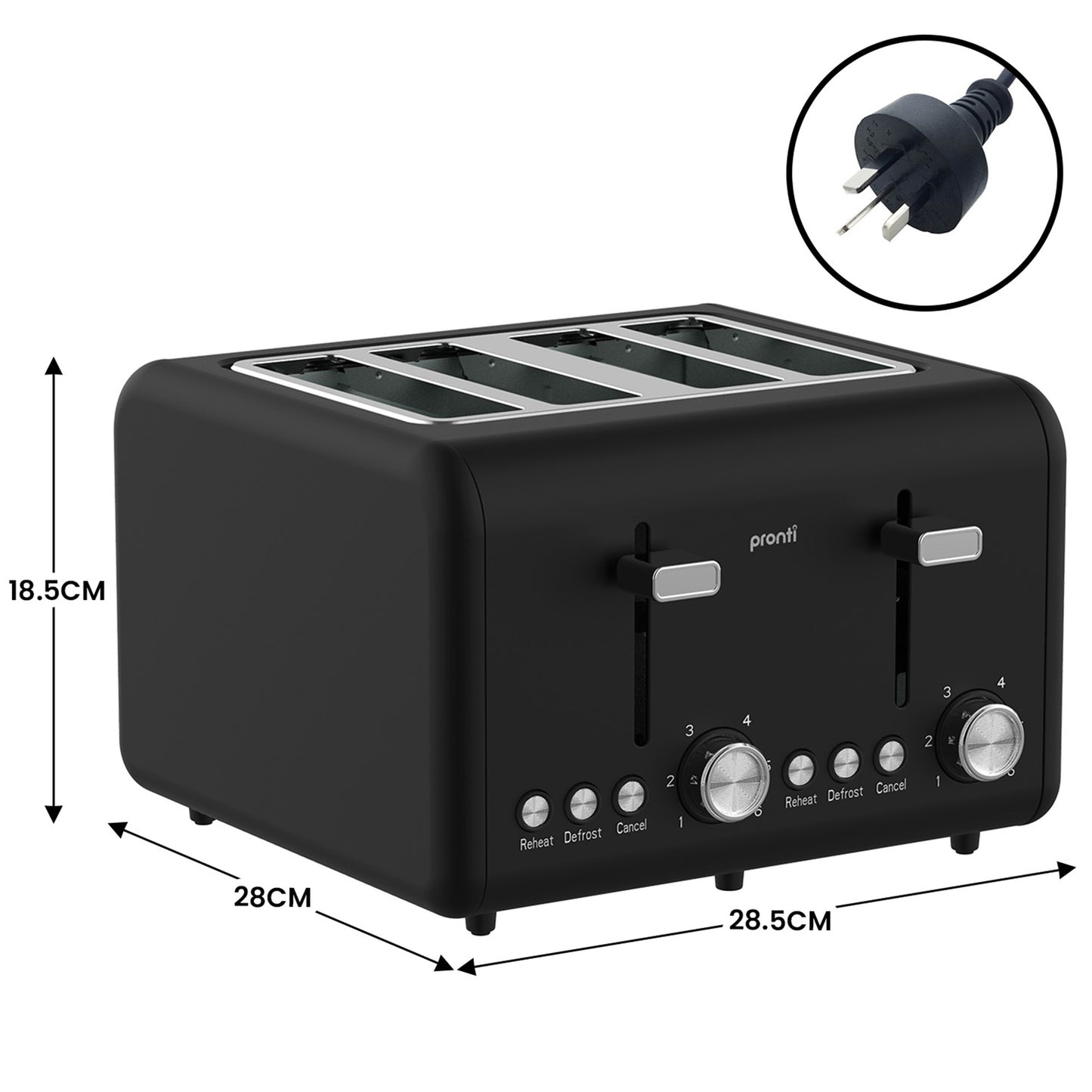 Pronti Breakfast Set with HomeMaid Coffee Machine, Silver Noir Toaster & Kettle