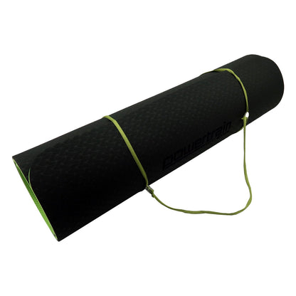 Powertrain TPE Pilates Exercise Yoga Mat 8mm - Black Green