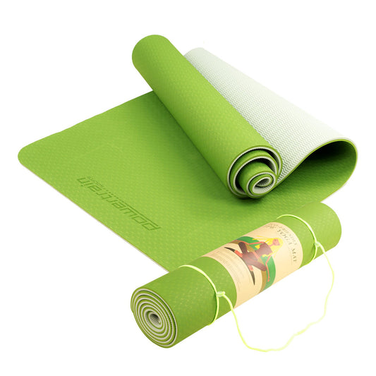Powertrain TPE Yoga Exercise Mat Home Gym Pilates Fitness 8mm Thick in Green