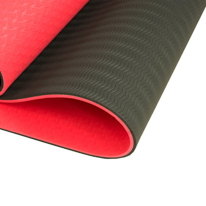 Powertrain TPE Yoga Exercise Mat Home Gym Pilates Fitness 8mm Thick in Red