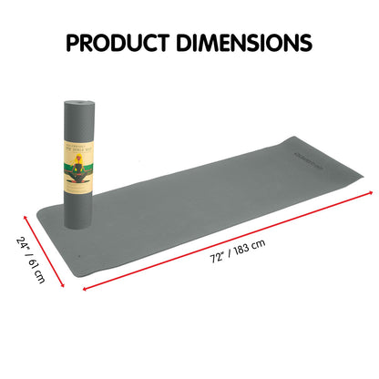 Powertrain Dual Layer 6mm Yoga Mat | Slate Grey | Non-slip Surface And Carry Strap For Ultimate Comfort And Portability