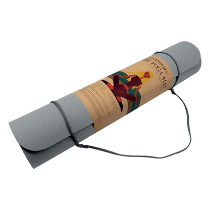 Powertrain Dual Layer 6mm Yoga Mat | Slate Grey | Non-slip Surface And Carry Strap For Ultimate Comfort And Portability