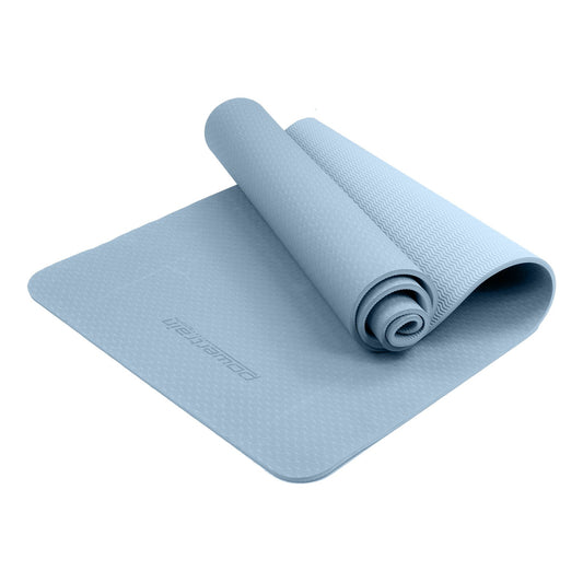 Powertrain Dual Layer 6mm Yoga Mat | Sky Blue | Non-slip Surface And Carry Strap For Ultimate Comfort And Portability