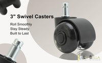 5X 2'' Twin Wheel Office Chair Casters - Slient Smooth, 11x22mm Stem