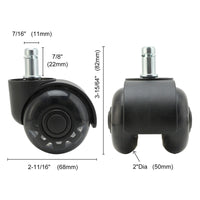5X 2'' Twin Wheel Office Chair Casters - Slient Smooth, 11x22mm Stem