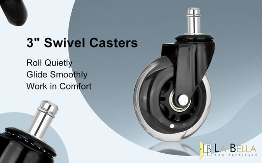 5X 3'' Rollerblade Style Wheels Office Chair Casters - Slient Smooth, 11x22mm Stem