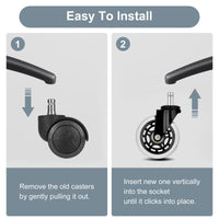 5X 3'' Rollerblade Style Wheels Office Chair Casters - Slient Smooth, 11x22mm Stem