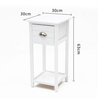 Bedside Table Drawer Vintage Side Table Storage Cabinet Bedroom VALERIE WHITE