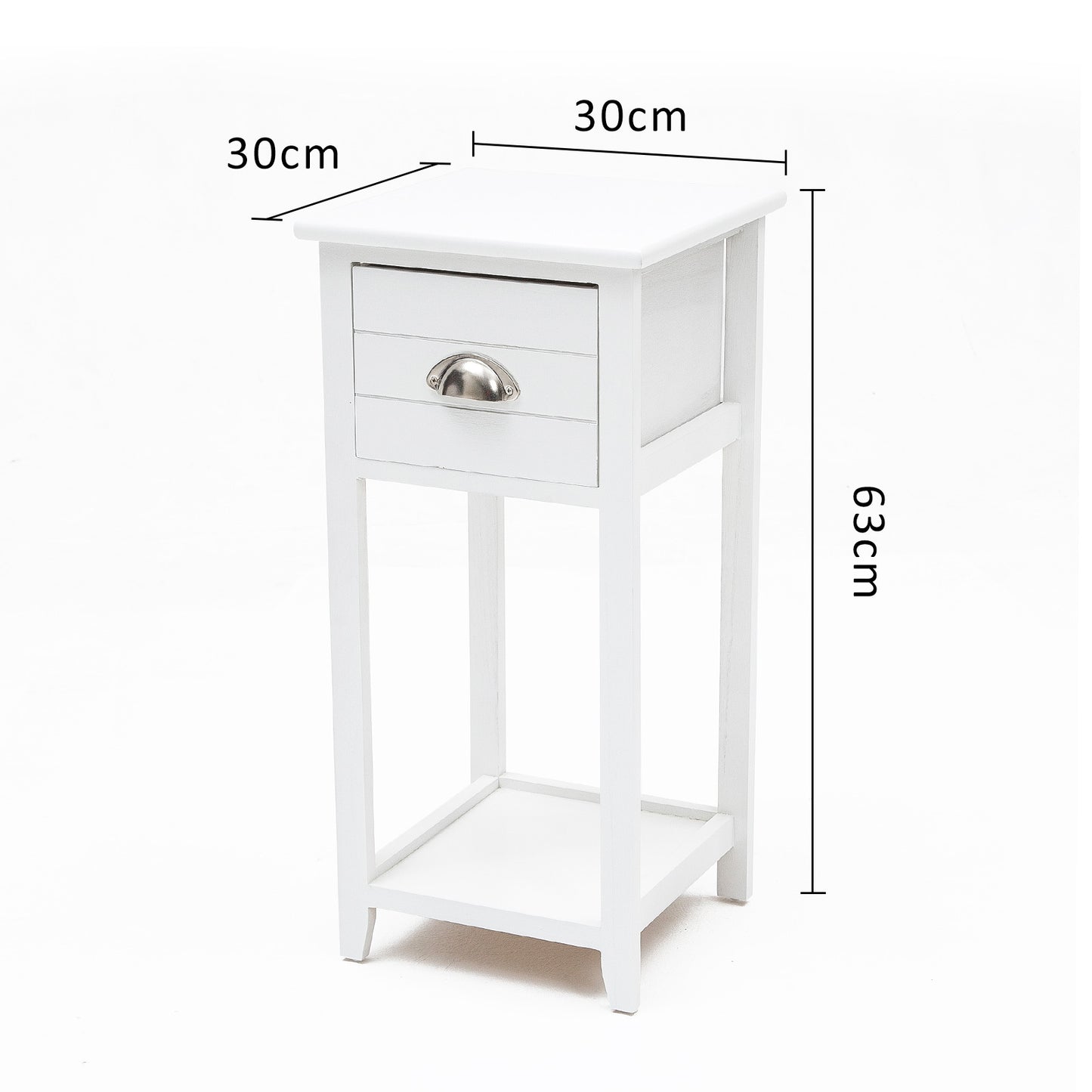 2X Bedside Table Drawer Vintage Side Table Storage Cabinet Bedroom VALERIE WHITE