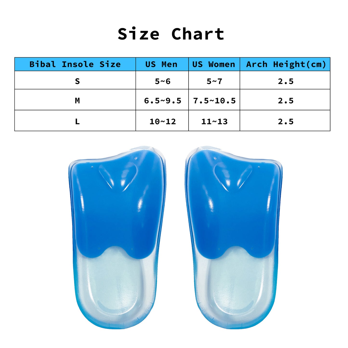 2X Pair Half Insoles Shoe Inserts L Size Gel Arch Support Foot Pad