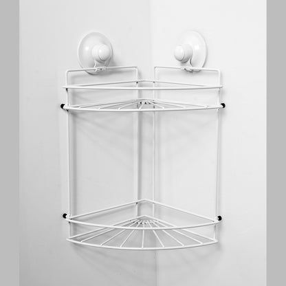 Double Corner Shelf Removable Suction Large WHITE