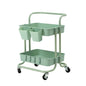 Trolley Cart Storage Utility Rack Shelf Organiser Swivel Kitchen 2 Tier GREEN