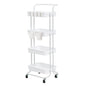 Trolley Cart Storage Utility Rack Shelf Organiser Swivel Kitchen 4 Tier WHITE