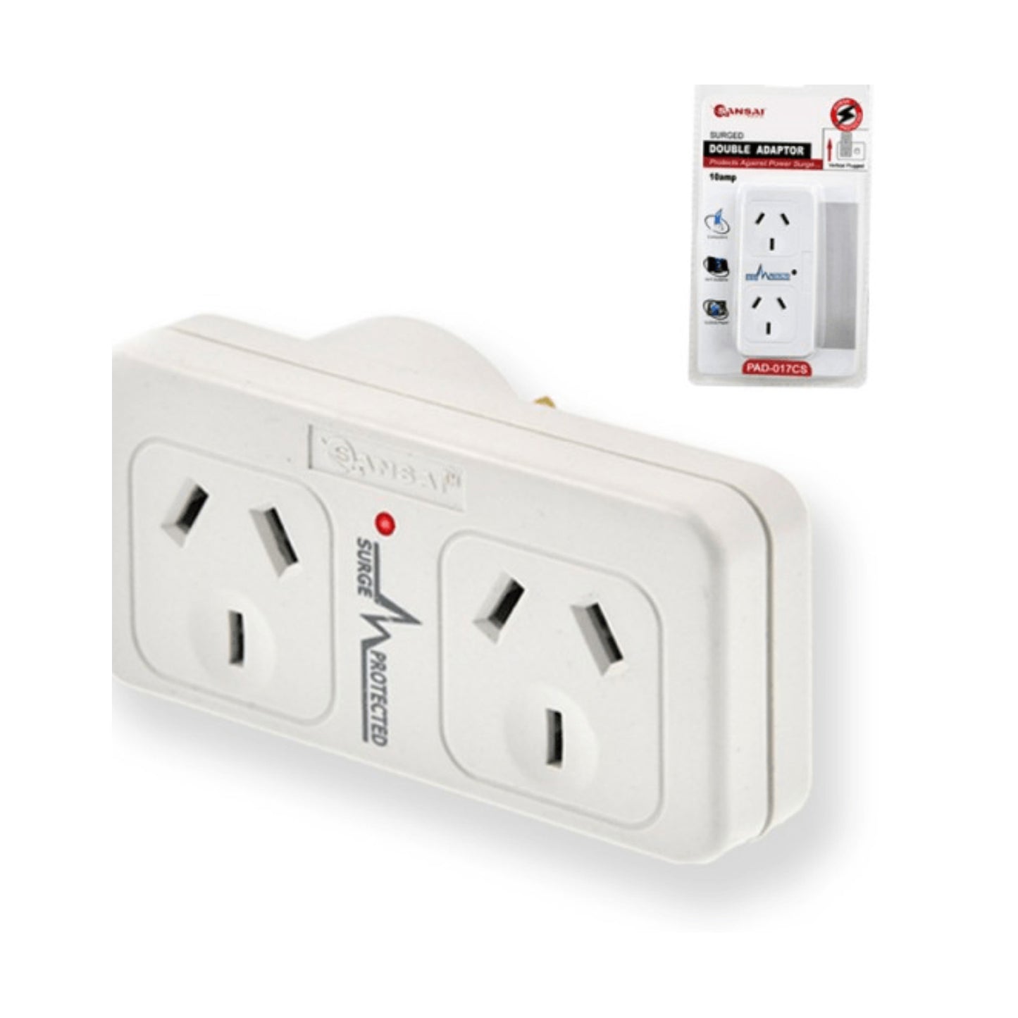 Sansai Surge Protected Adaptor Double Left Hand