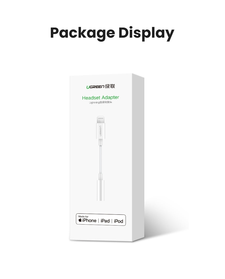 UGREEN 30759 iPhone 8-pin to 3.5mm Headphone Adapter