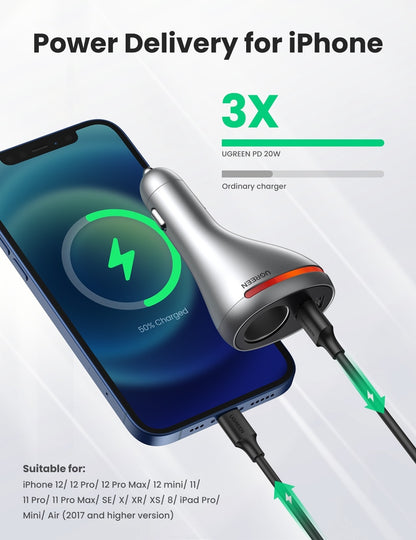 UGREEN 60712 84W Dual Port Car Charger (Space Grey)