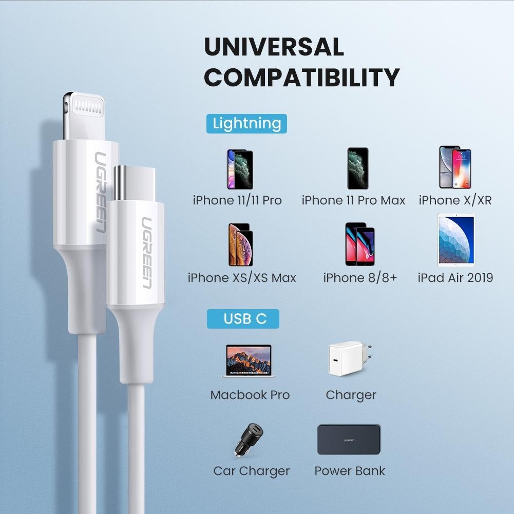 UGREEN 60749 MFi USB-C to iPhone 8-pin Charging Cable 2M