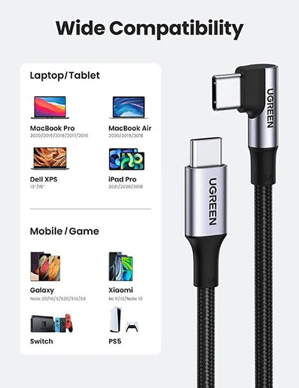 UGREEN 70645 USB-C to Angle USB-C Cable 2M