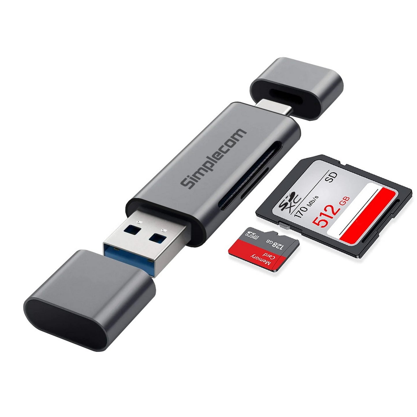 Simplecom CR402 SuperSpeed USB-C and USB-A SD/MicroSD Card Reader USB 3.2 Gen 1 (USB 3.0)