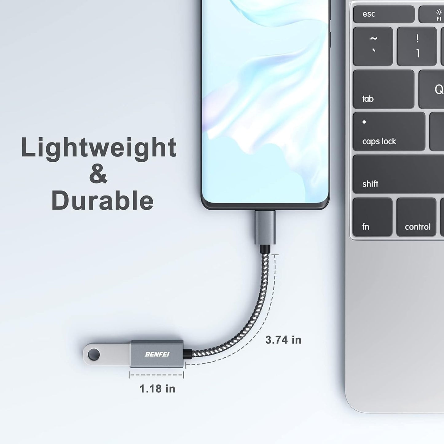 BENFEI 262GY-2P USB 3.0 USB-C to USB-A Adapter (2-pack)