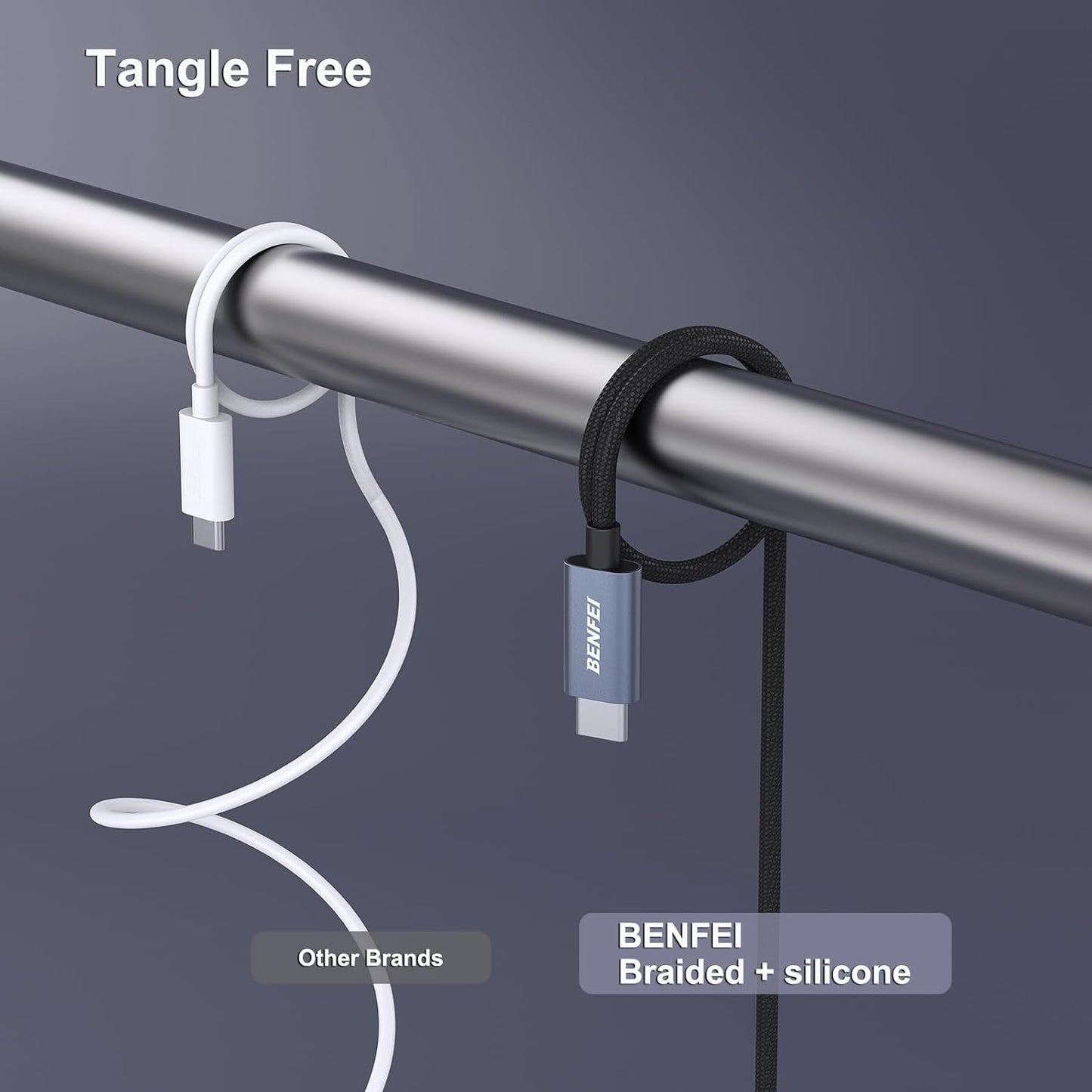 BENFEI 351SL-6F 100W USB-C to USB-C Fast Charging Cable Aluminum Shell Tangle-Free Silicone