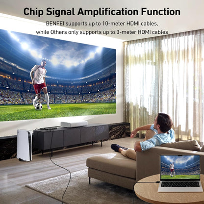 BENFEI 365BK HDMI Switch 4 in 1 Out 4K@60Hz, 2K@144Hz, HDCP 2.3 (with Adaptive Equalization Support 30ft HDMI Transmit)