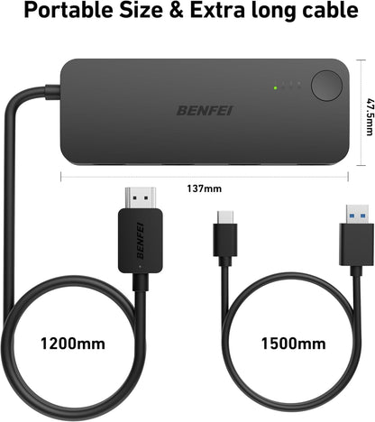 BENFEI 365BK HDMI Switch 4 in 1 Out 4K@60Hz, 2K@144Hz, HDCP 2.3 (with Adaptive Equalization Support 30ft HDMI Transmit)