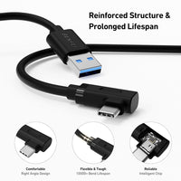 BENFEI 375BK-3M USB 3.0 to Right Angled USB-C PVC 3M