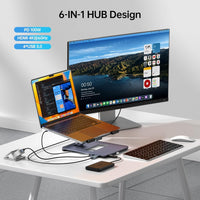 BENFEI 380GY Laptop Stand with USB C 6 in1 4K@60Hz HDMI, 4 x USB3.0, 100W PD Docking Station