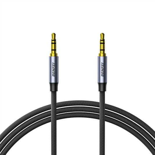 BENFEI 427GY 1M 3.5mm TRRS Male to Male Audio Cable, 4-Pole Stereo Mic Aux Cable, Nylon Braided Headphone Jack Cord