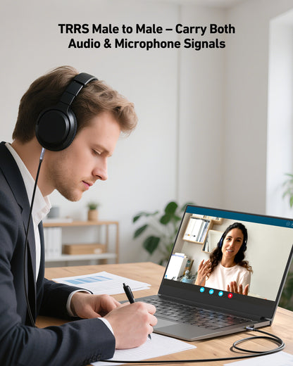 BENFEI 427GY 5M 3.5mm TRRS Male to Male Audio Cable, 4-Pole Stereo Mic Aux Cable, Nylon Braided Headphone Jack Cord