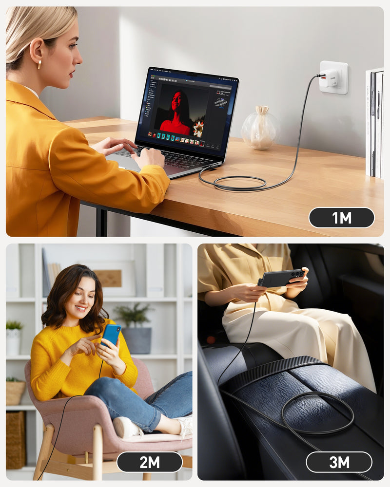 BENFEI 428BK-1M USB C to Right Angle USB C Cable , 90-dgree Angled USB 2.0 Type C Charger Cable, 3A Fast Charging & 480Mbps Data Sync, Durable PVC