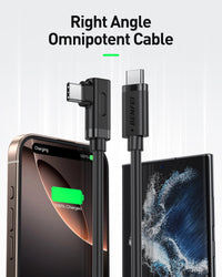 BENFEI 428BK-3M USB C to Right Angle USB C Cable , 90-dgree Angled USB 2.0 Type C Charger Cable, 3A Fast Charging & 480Mbps Data Sync, Durable PVC