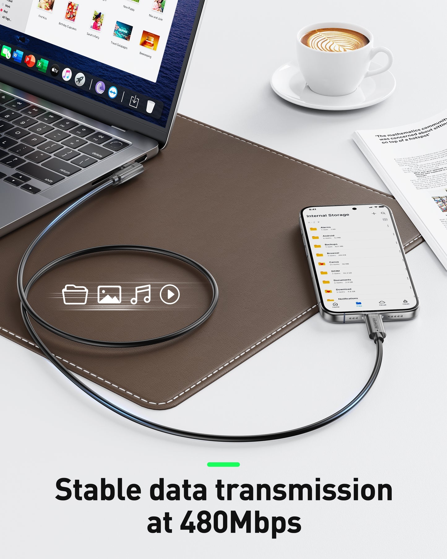 BENFEI 428BK-3M USB C to Right Angle USB C Cable , 90-dgree Angled USB 2.0 Type C Charger Cable, 3A Fast Charging & 480Mbps Data Sync, Durable PVC