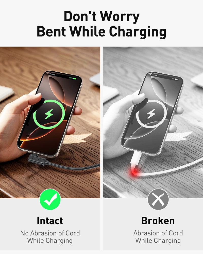 BENFEI 428BK-3M USB C to Right Angle USB C Cable , 90-dgree Angled USB 2.0 Type C Charger Cable, 3A Fast Charging & 480Mbps Data Sync, Durable PVC