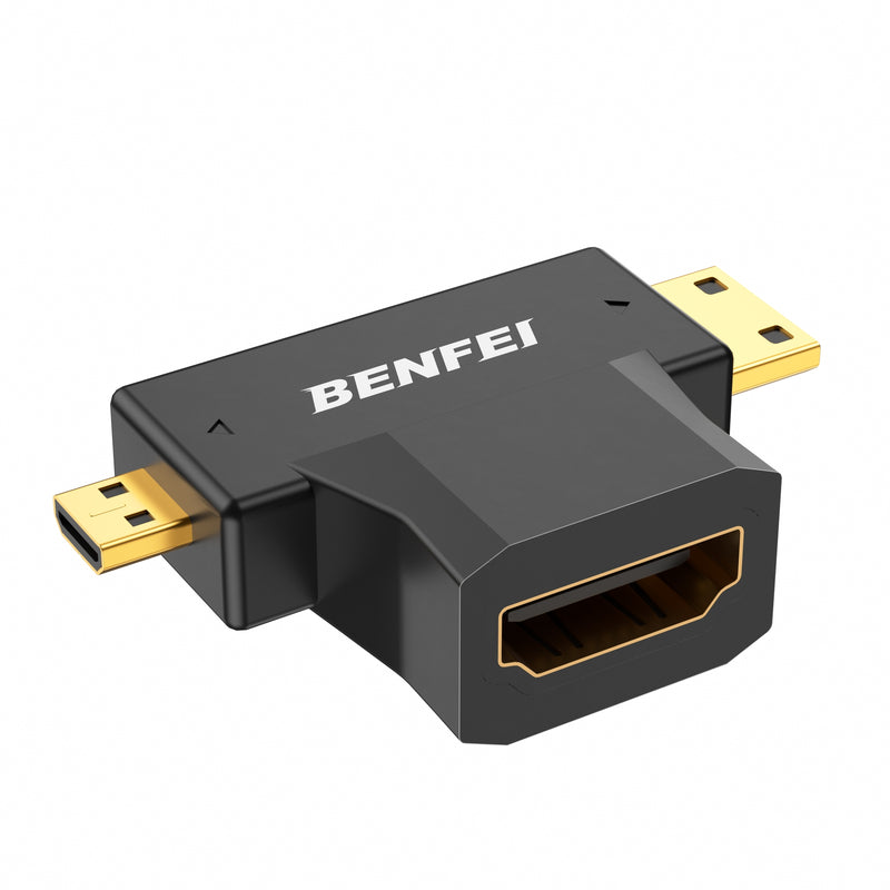 BENFEI 434BK Micro HDMI + Mini HDMI male to HDMI female Adapter