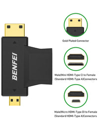 BENFEI 434BK Micro HDMI + Mini HDMI male to HDMI female Adapter
