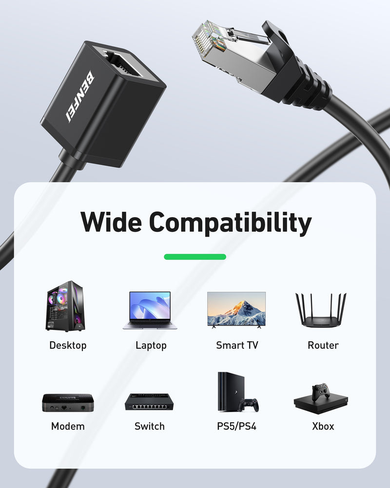 BENFEI 435BK-3M RJ45 Extension Male/Female Patch cords Cat6 1000Mbps 3M