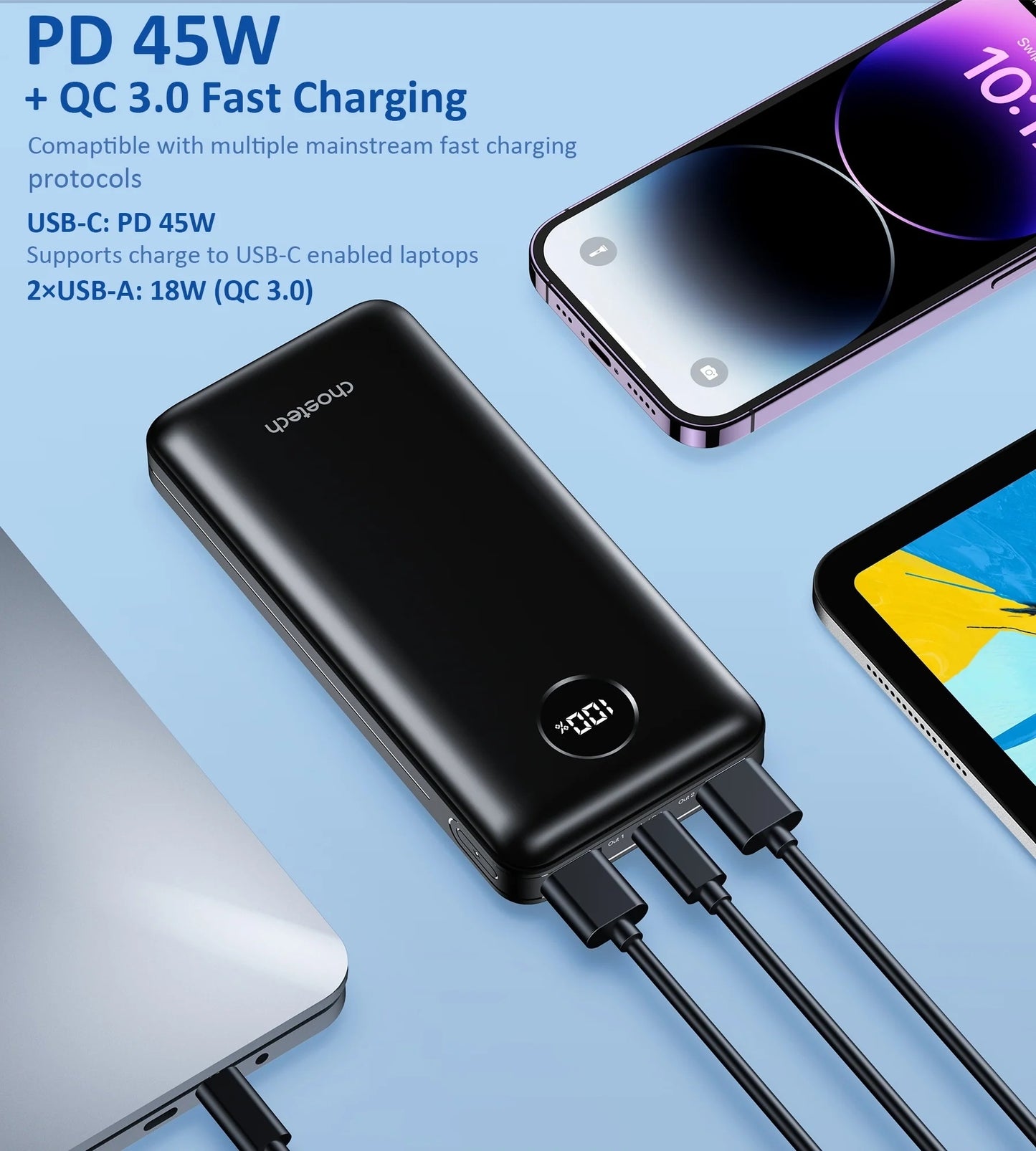 CHOETECH B653 PD45W 20000mAh Power Bank