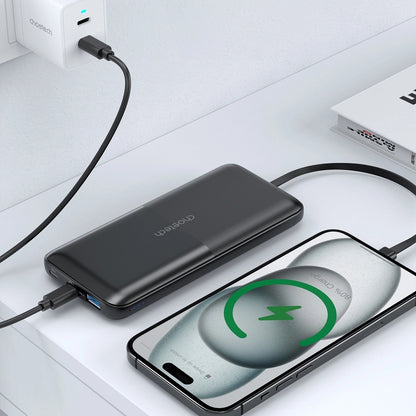CHOETECH B654 10000mAh Pwer Bank 22.5W USB-A / USB-C / micro USB with built-in USB-C / Lightning cable - black