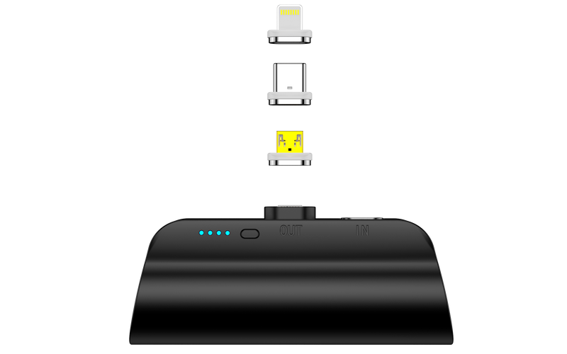 CHOETECH B660-BK 3000mAh Mini Power Bank with 3 Magnetic Connectors (Black)